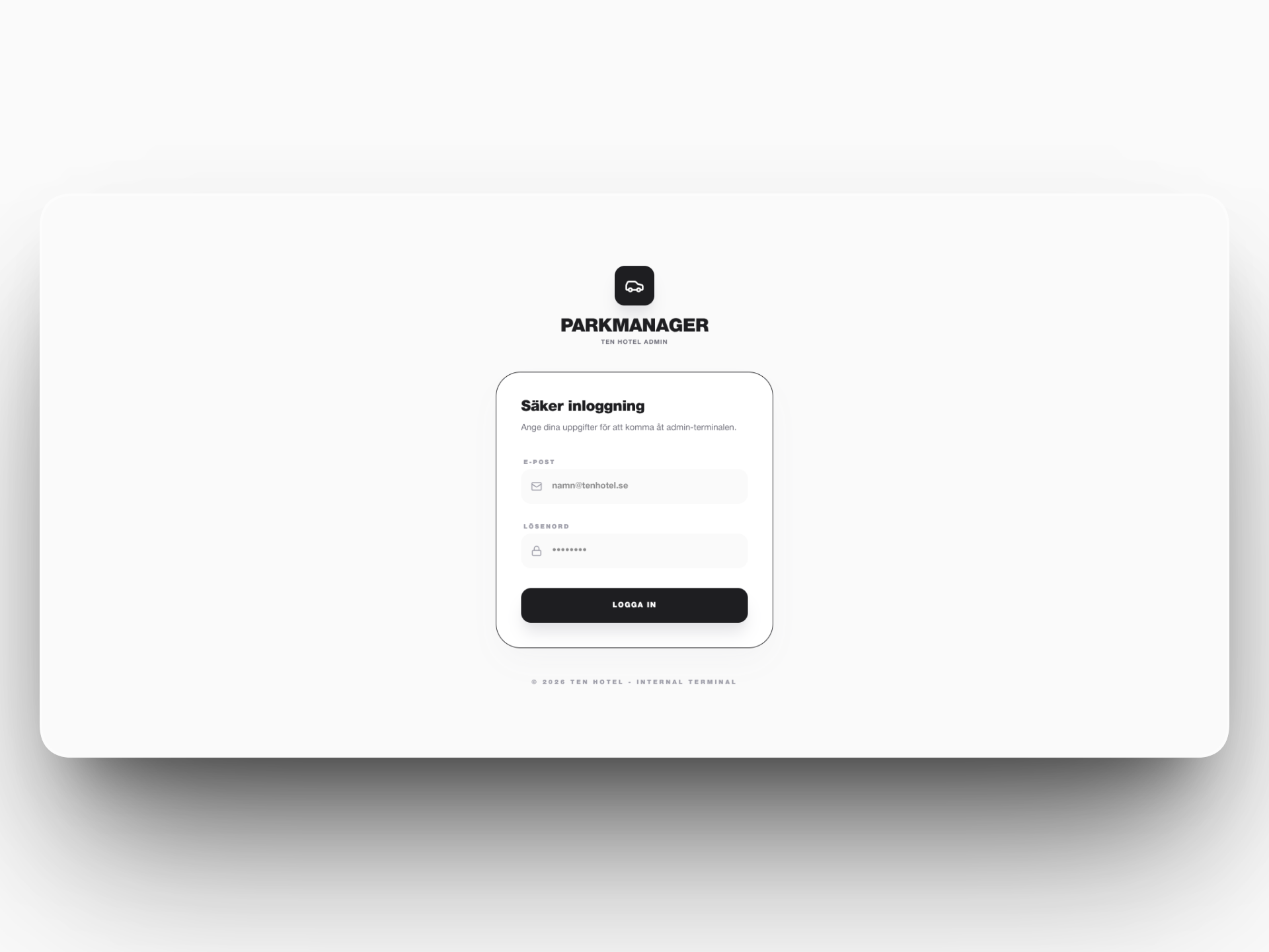 ParkingManager Inloggning